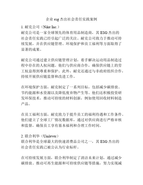 企业esg杰出社会责任实践案例