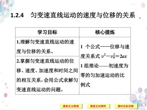 2018-2019版高中同步系列课堂讲义物理人教版(通用版)课件：1.2.4匀变速直线运动的速度与位移的关系