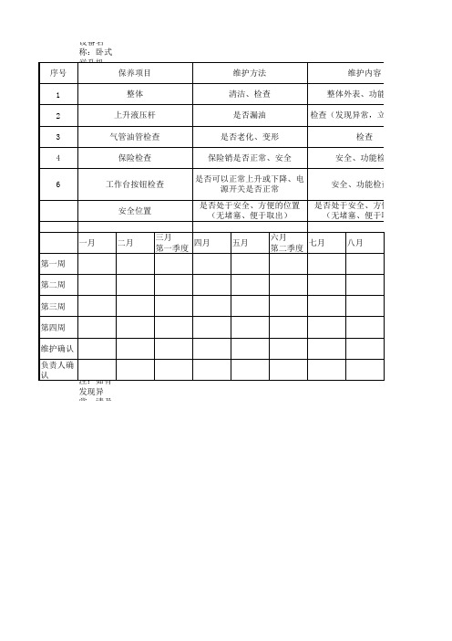 举升机检查表