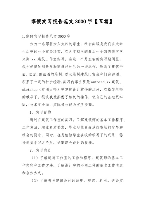 寒假实习报告范文3000字【五篇】