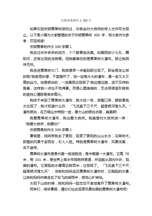 安顺黄果树作文300字_说明文_