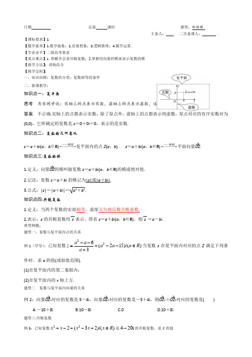 7.1.2复数的几何意义教案-2022-2023学年高一下学期数学人教A版