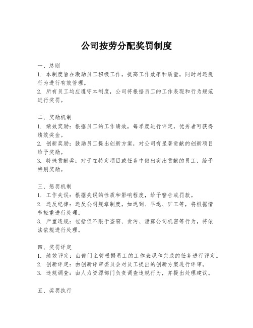 公司按劳分配奖罚制度