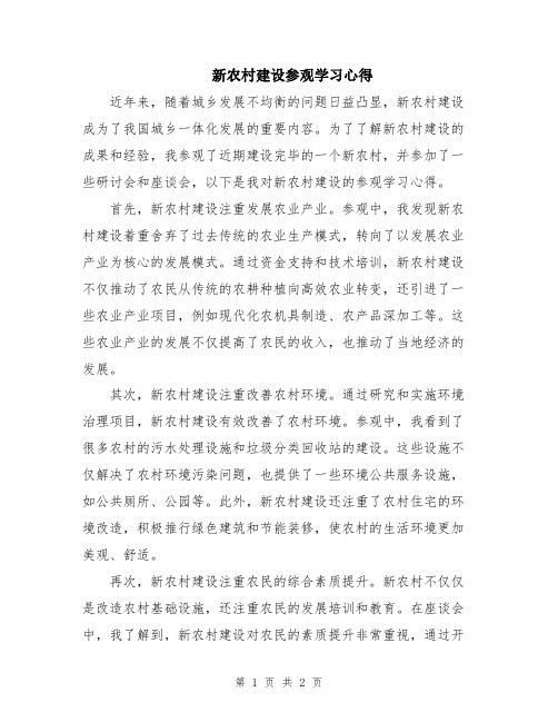 新农村建设参观学习心得