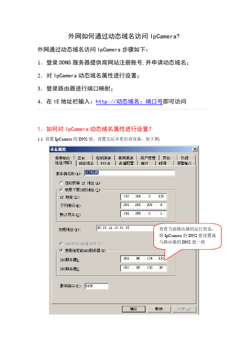 外网如何通过动态域名访问IpCamera的简要说明