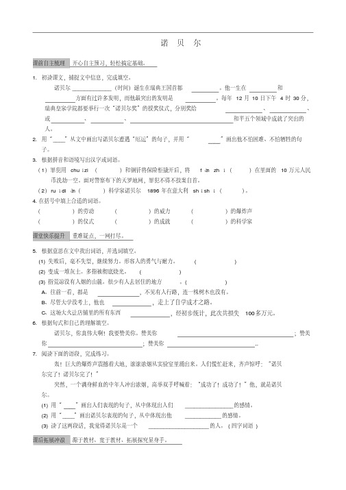 五年级语文上册21《诺贝尔》过关试题苏教版