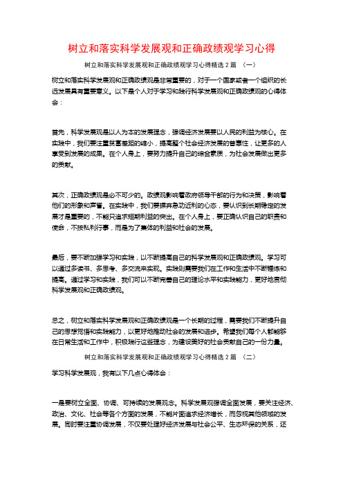 树立和落实科学发展观和正确政绩观学习心得2篇