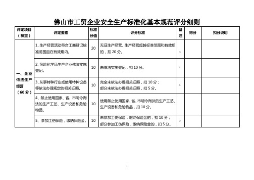 标准化基本规范评分细则