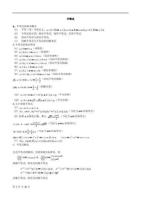 高一下期数学总结附例题答案