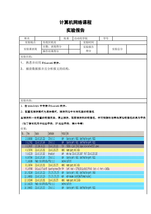 使用包嗅探及协议分析软件Ethereal 分析 Ethernet帧.