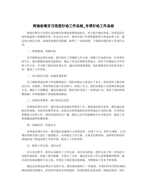 两违治理百日攻坚行动工作总结_专项行动工作总结