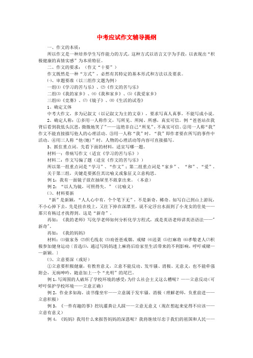 中考语文应试作文辅导提纲