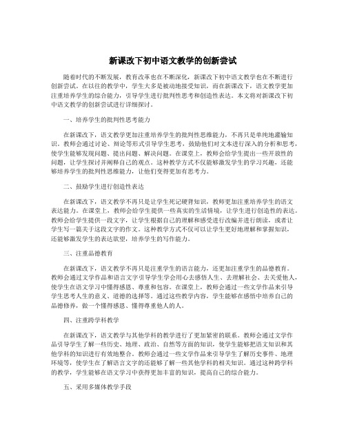 新课改下初中语文教学的创新尝试