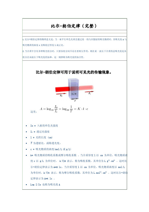 比尔-朗伯定律（完整）.doc