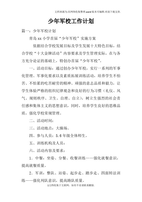 少年军校工作计划(2)