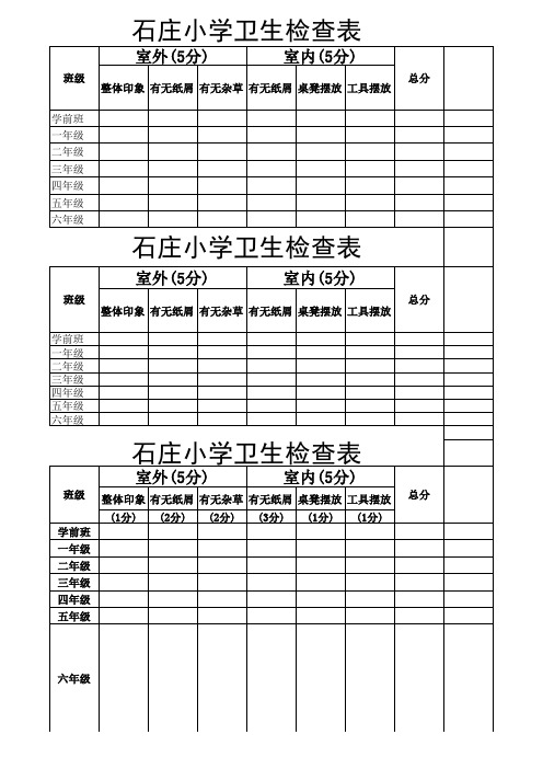 卫生纪律检查表