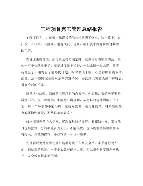 工程项目完工管理总结报告