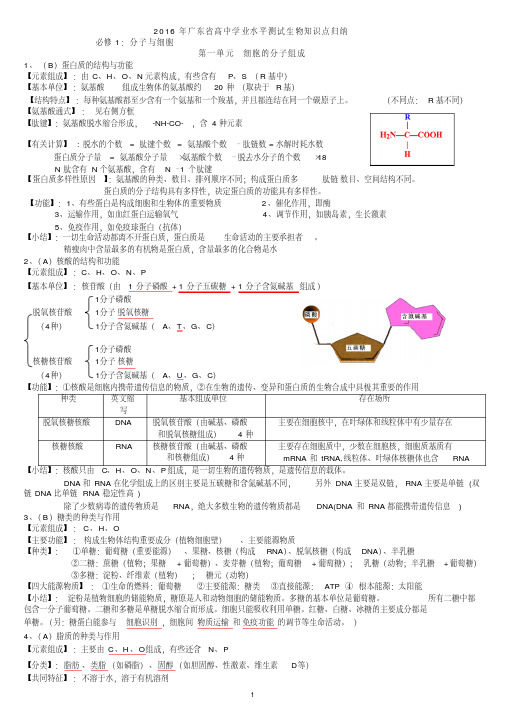 广东省高中学业水平测试生物知识点归纳(全面共28页)