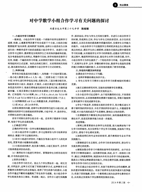 对中学数学小组合作学习有关问题的探讨