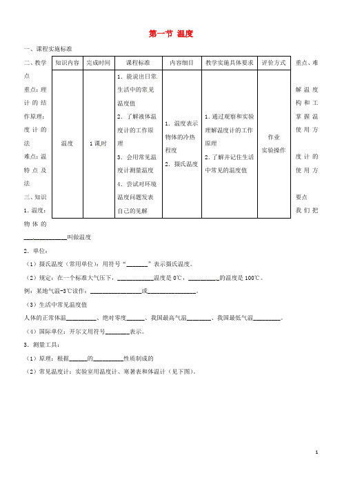 2020八年级物理上册 3.1温度导学案 (新版)新人教版