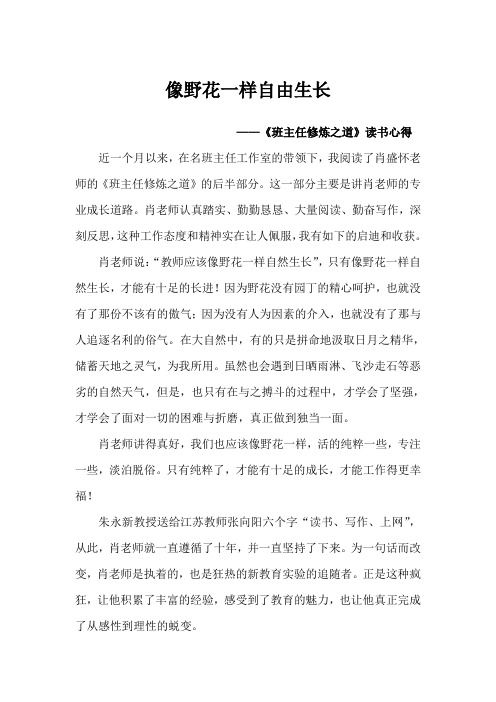 《班主任修炼之道》读书心得