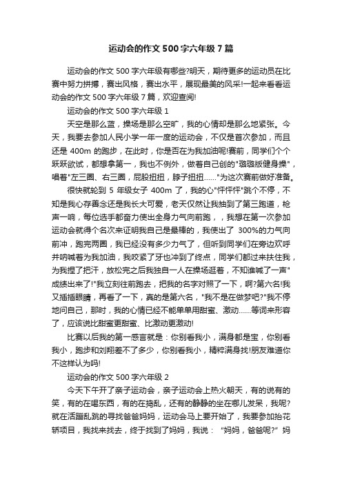 运动会的作文500字六年级7篇