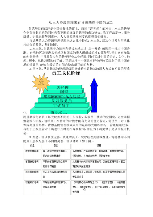 从人力资源管理来看肯德基在中国的成功