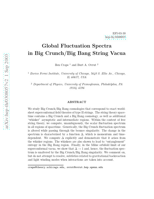 Global Fluctuation Spectra in Big CrunchBig Bang String Vacua