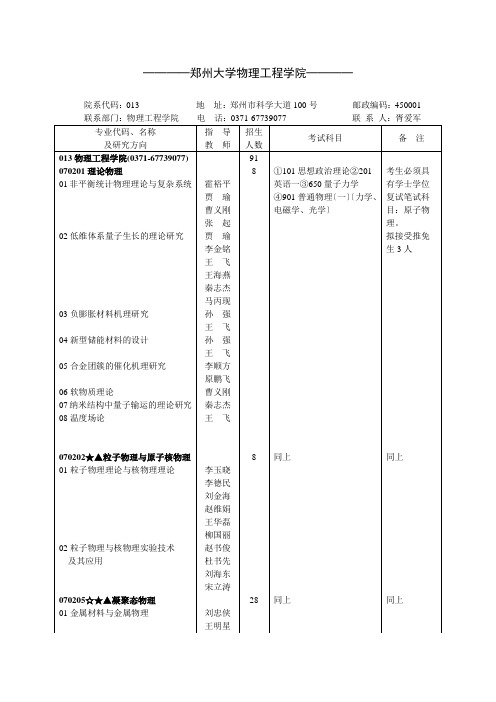 郑州大学物理工程学院