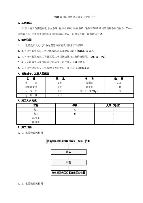 BOP项目电缆敷设与做头作业指导书