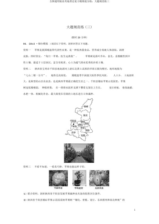 全国通用版高考地理总复习精准提分练：大题规范练三