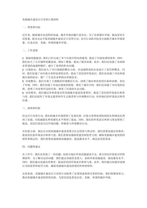 美丽城乡建设百日攻坚汇报材料