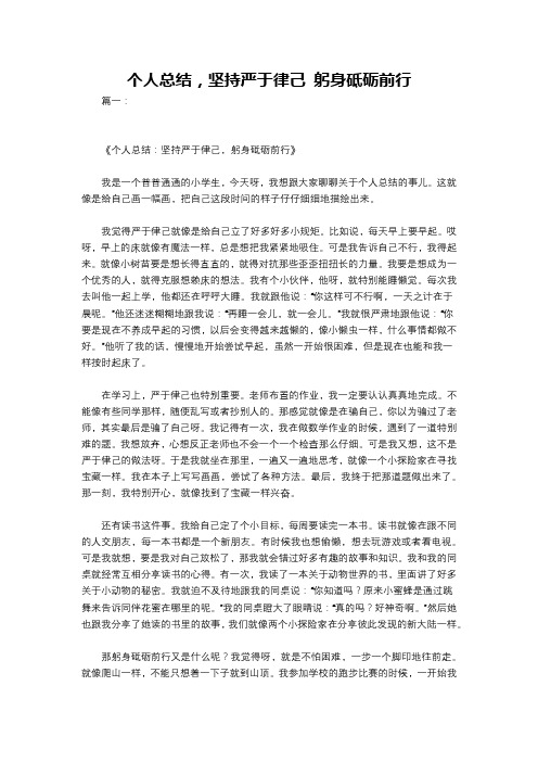 个人总结,坚持严于律己 躬身砥砺前行