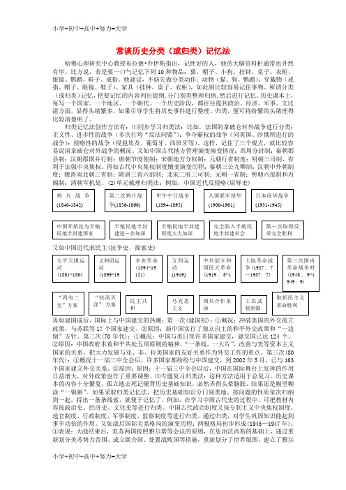 配套K12江西省高中历史 巧记系列5 常谈历史分类素材