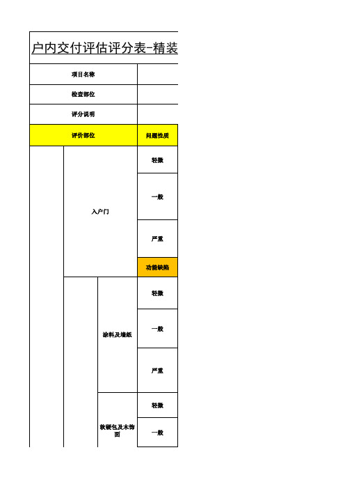 东原地产交付评估评分表(精装)