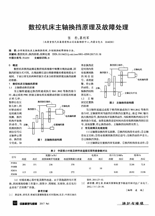 数控机床主轴换挡原理及故障处理