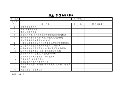 办公楼安全检查记录表