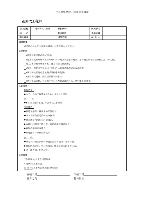 通信行业部门岗位说明书(107个)14