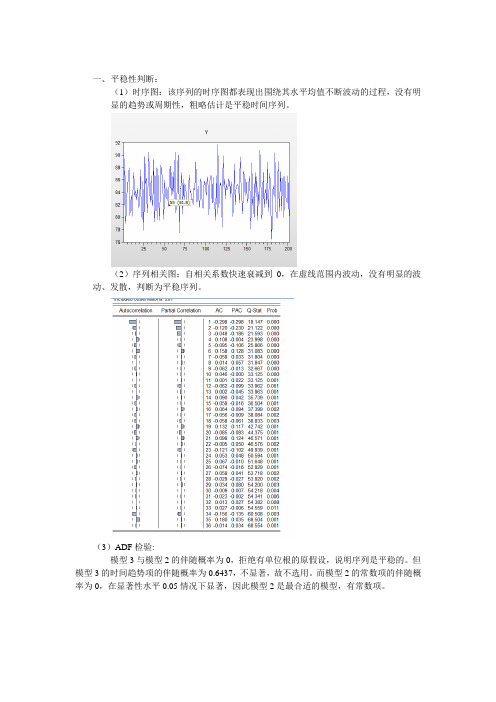 金融时序分析ARMA模型实验报告