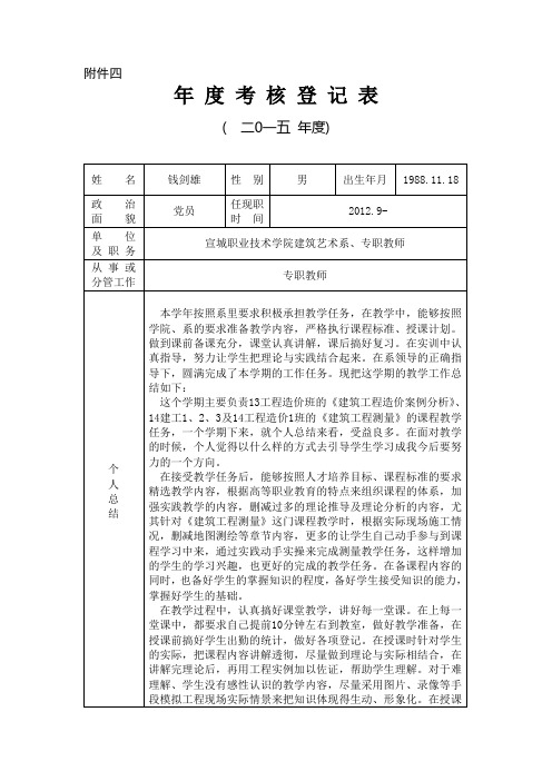 事业单位工作人员年度考核登记表 (1)
