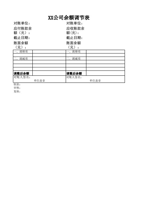 企业应收账款对账单余额调节表