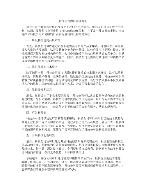 科技公司怎么赚钱