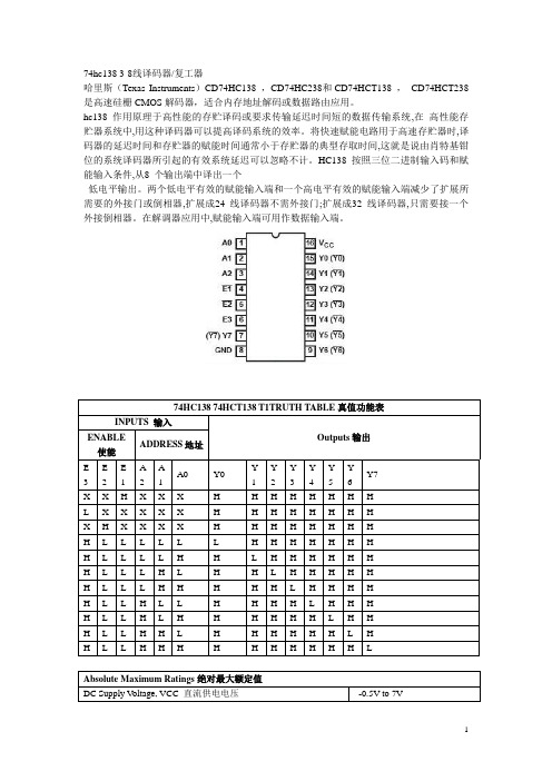 74hc138  74HC138芯片资料 74HC138芯片