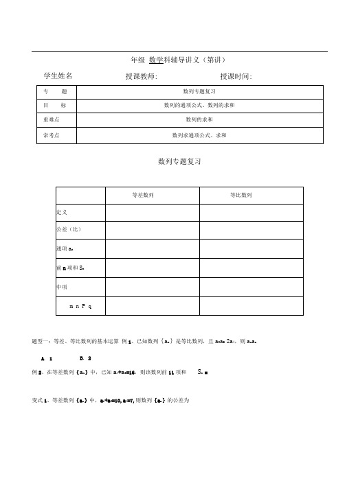 数列专题复习教案