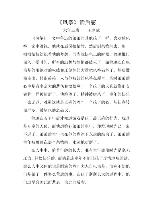《风筝》优秀读后感