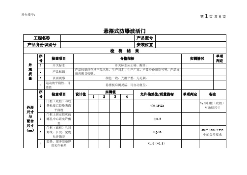 悬摆式防爆波活门