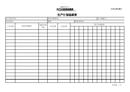 生产计划追踪表