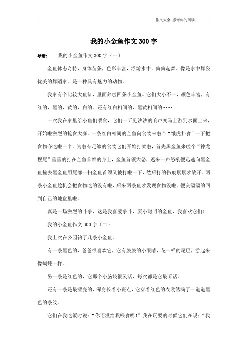 我的小金鱼作文300字