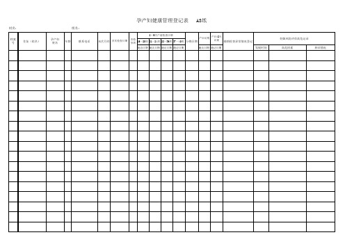 孕产妇健康管理记录表(孕产妇保健底册)A3纸版