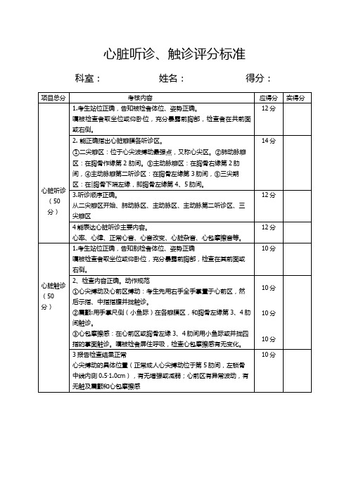 心脏、腹部、胸部体格检查考试标准